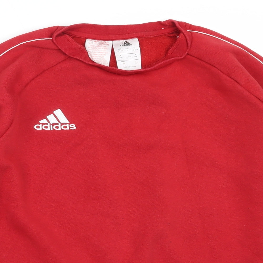 adidas Boys Red  Cotton Pullover Sweatshirt Size 13-14 Years