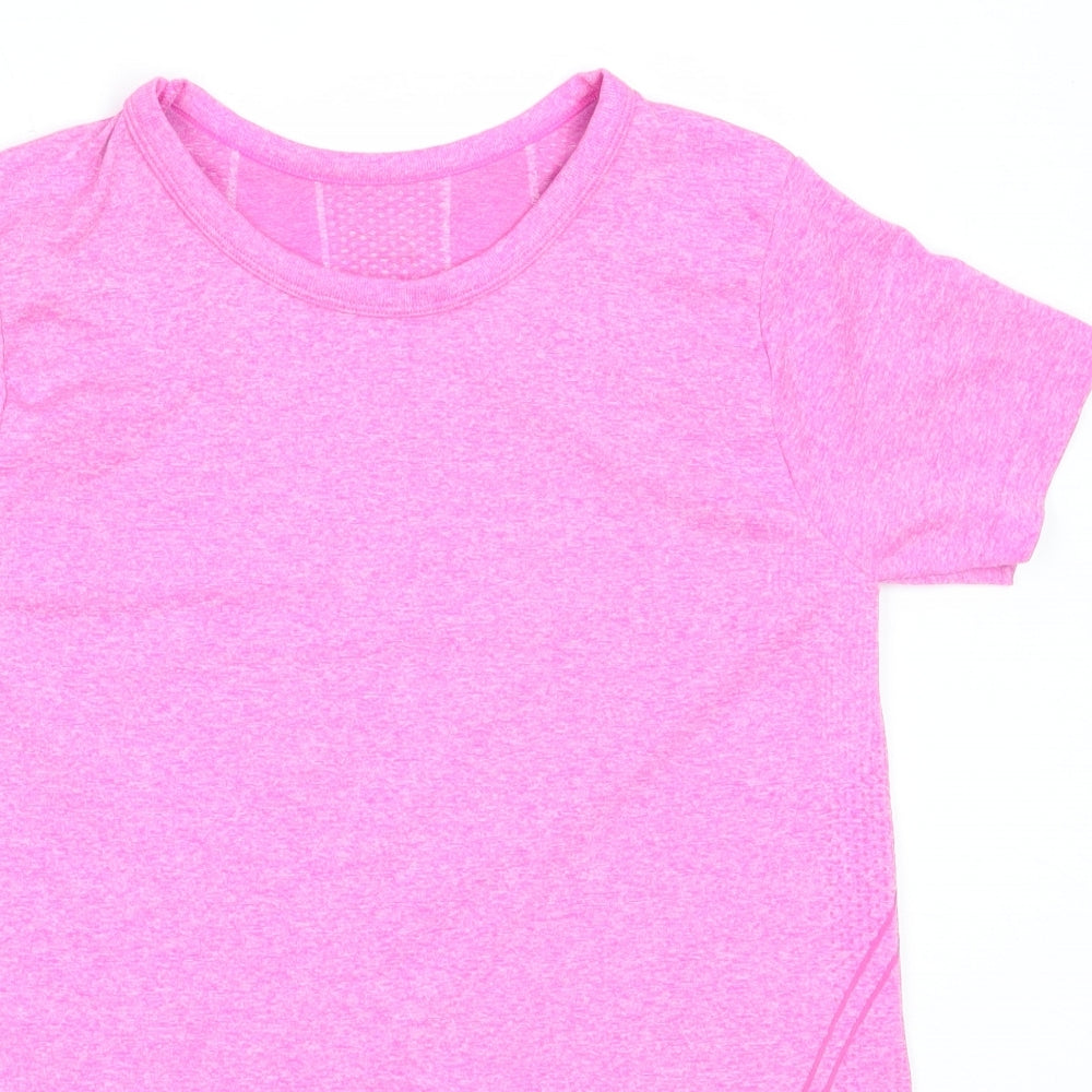 Dunnes Stores Womens Pink  Polyester Basic T-Shirt Size S Round Neck