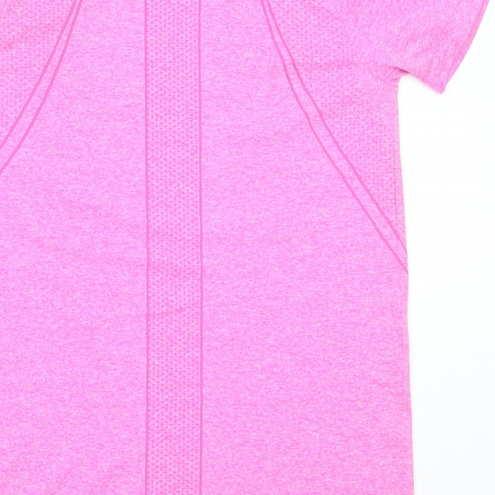 Dunnes Stores Womens Pink  Polyester Basic T-Shirt Size S Round Neck