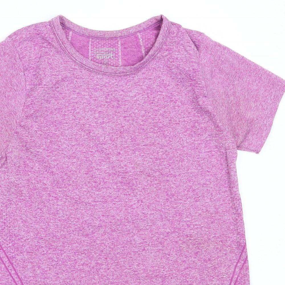 Dunnes Stores Womens Purple  Polyester Basic T-Shirt Size S Round Neck