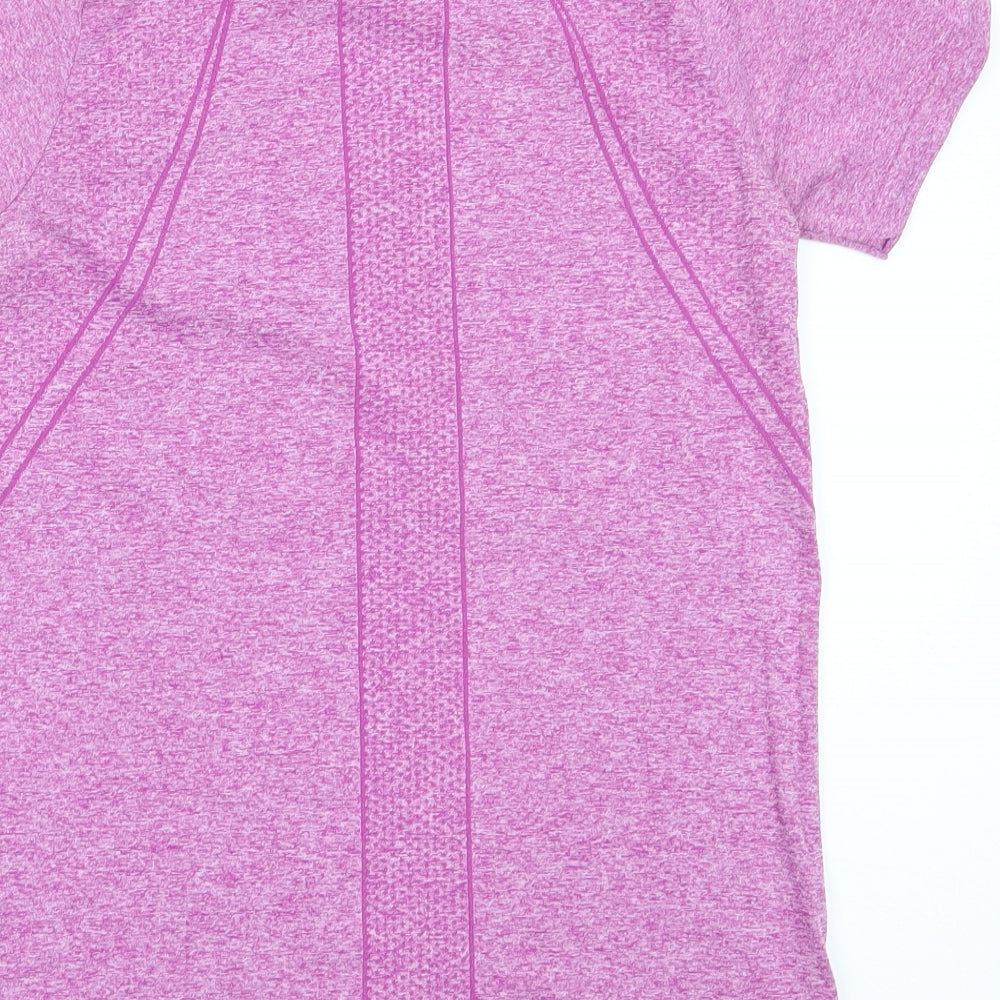 Dunnes Stores Womens Purple  Polyester Basic T-Shirt Size S Round Neck