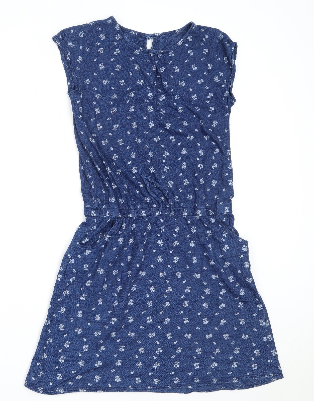 Nutmeg Girls Blue Floral Cotton Fit & Flare  Size 12-13 Years  Round Neck