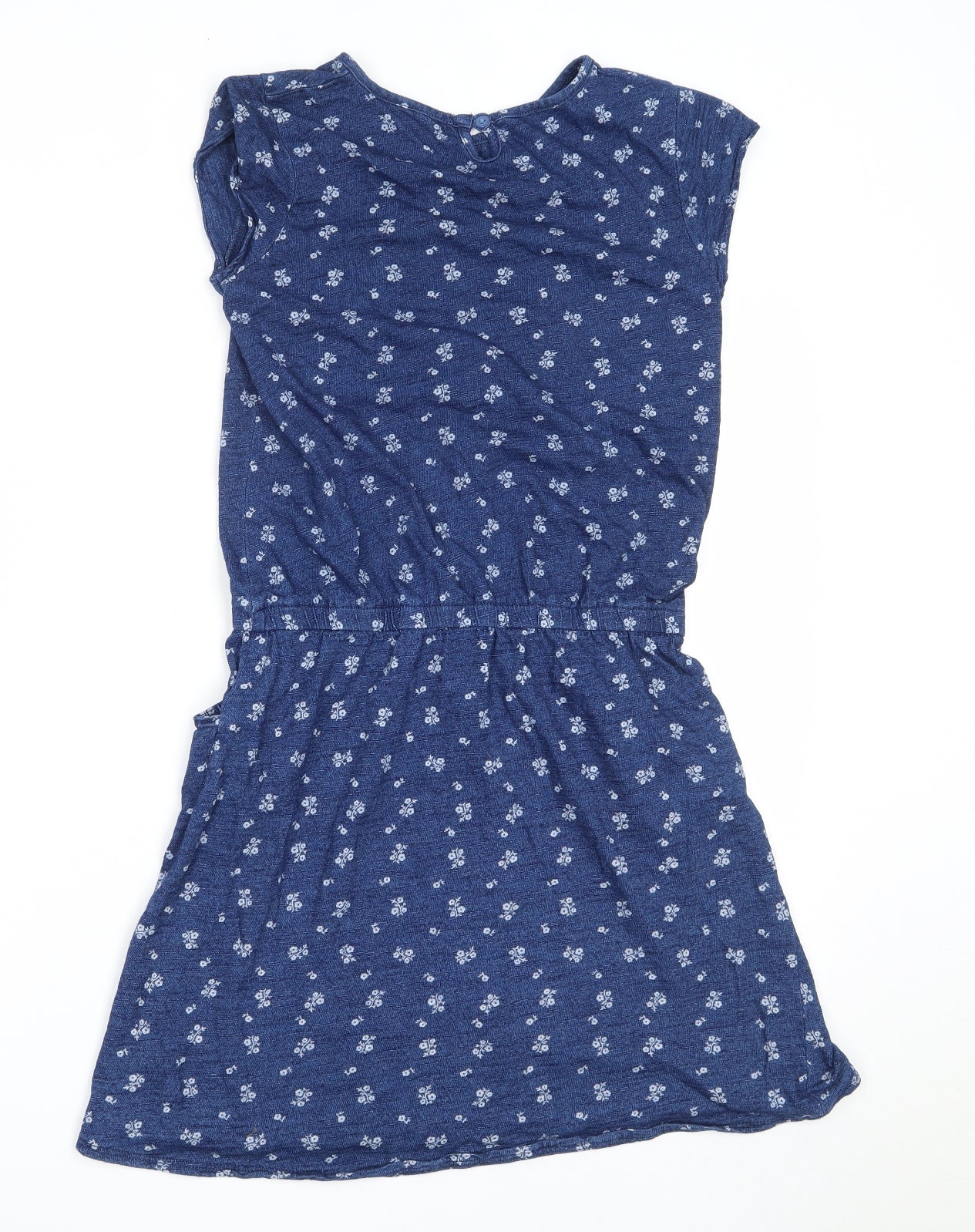 Nutmeg Girls Blue Floral Cotton Fit & Flare  Size 12-13 Years  Round Neck
