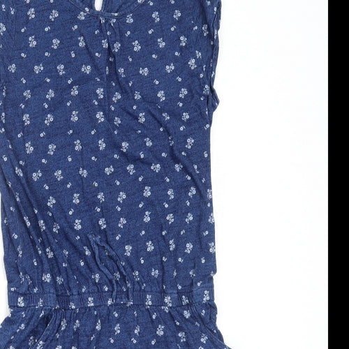 Nutmeg Girls Blue Floral Cotton Fit & Flare  Size 12-13 Years  Round Neck