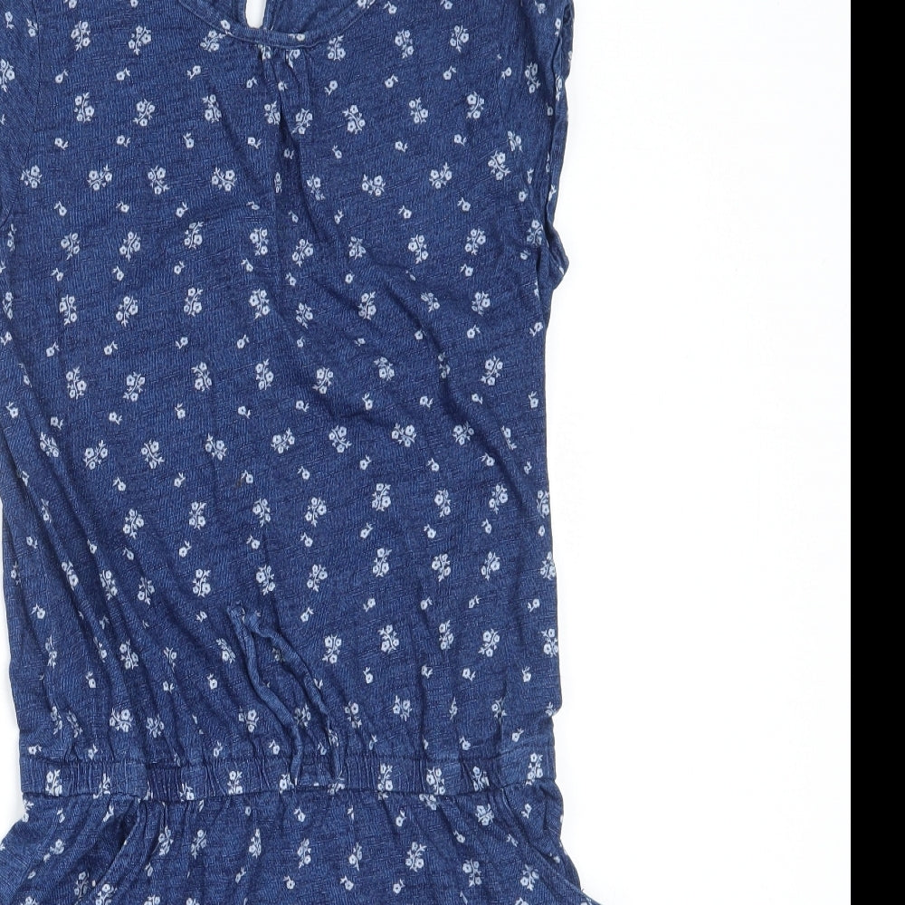 Nutmeg Girls Blue Floral Cotton Fit & Flare  Size 12-13 Years  Round Neck