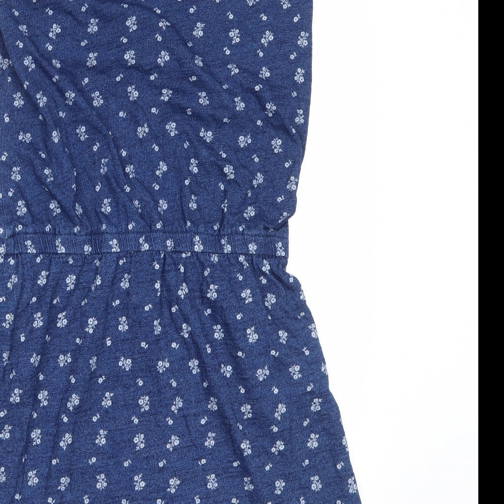 Nutmeg Girls Blue Floral Cotton Fit & Flare  Size 12-13 Years  Round Neck