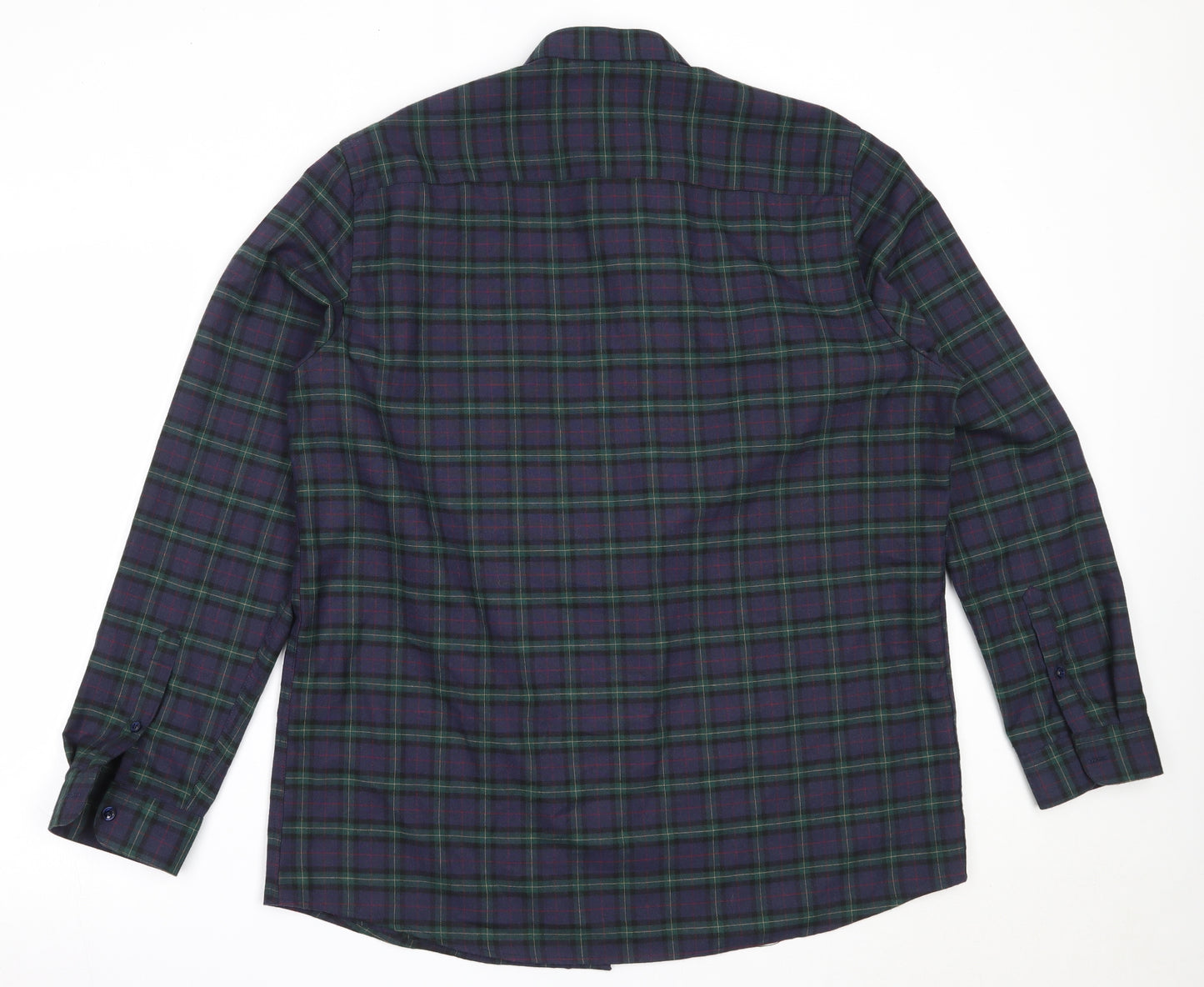 Dunnes Stores Mens Blue Check Polyester  Button-Up Size XL Collared