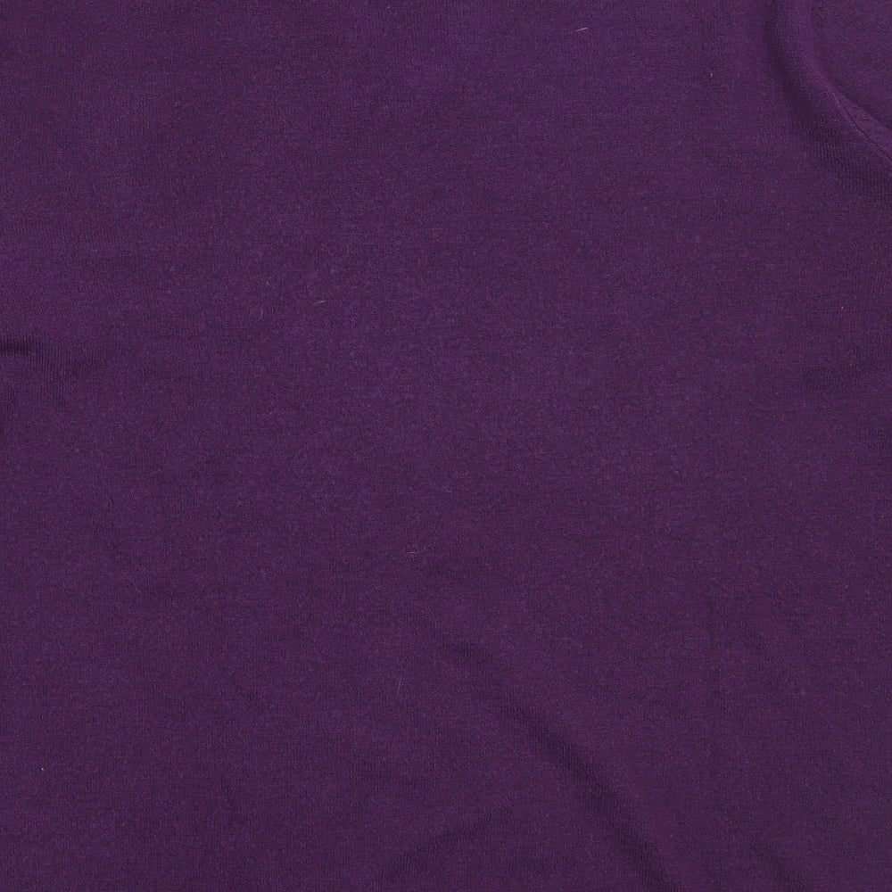 Morley Mens Purple V-Neck  Acrylic Pullover Jumper Size S