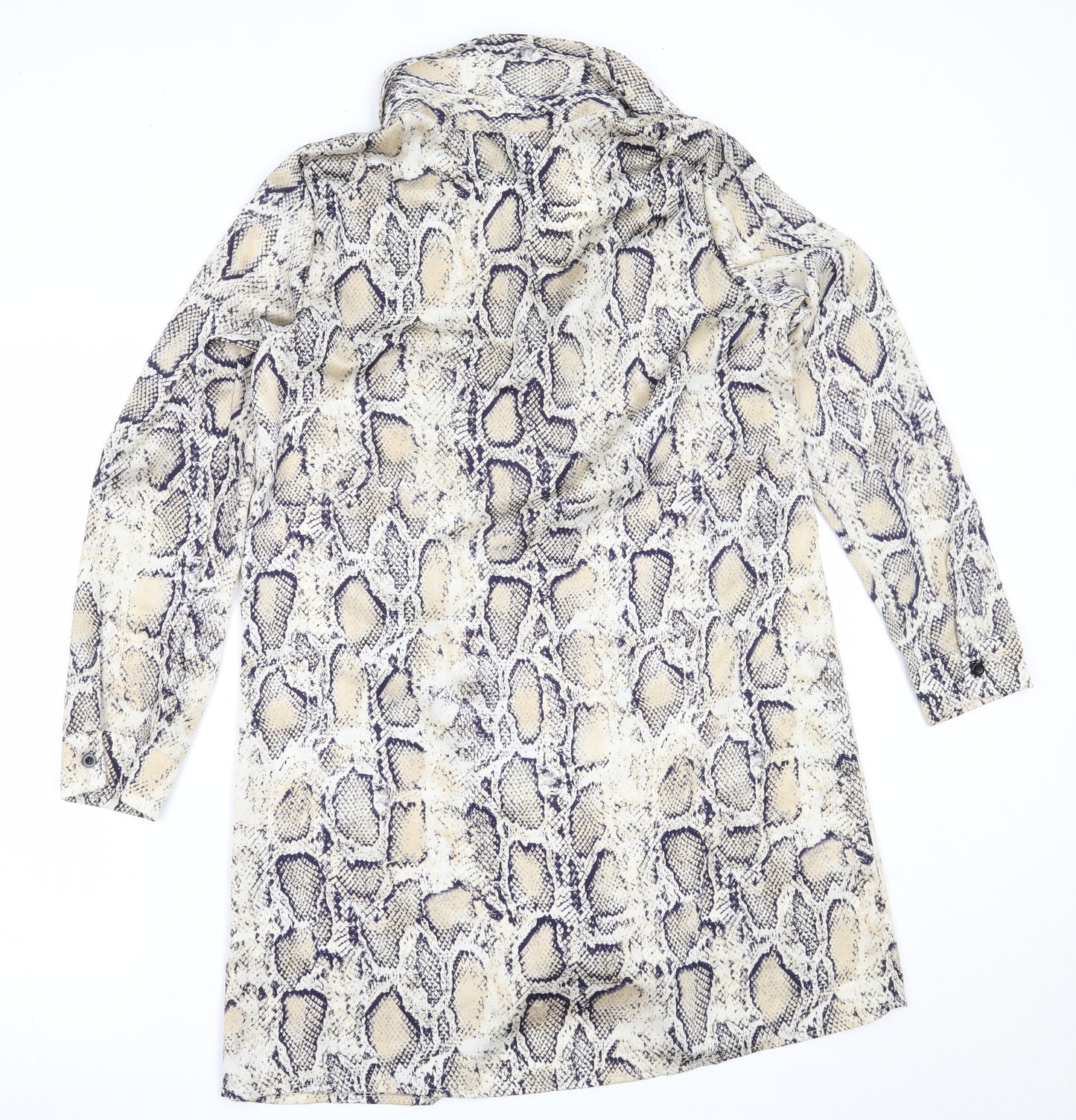 I SAW IT FIRST Womens Beige Animal Print Polyester Shirt Dress  Size M  Collared