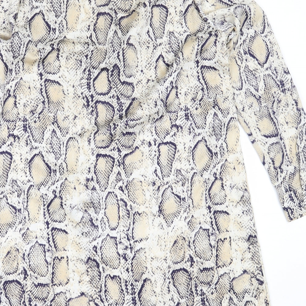 I SAW IT FIRST Womens Beige Animal Print Polyester Shirt Dress  Size M  Collared