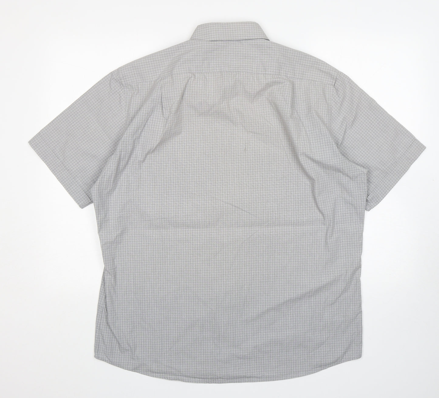 M&S Mens Grey Check Cotton  Dress Shirt Size 16 Collared