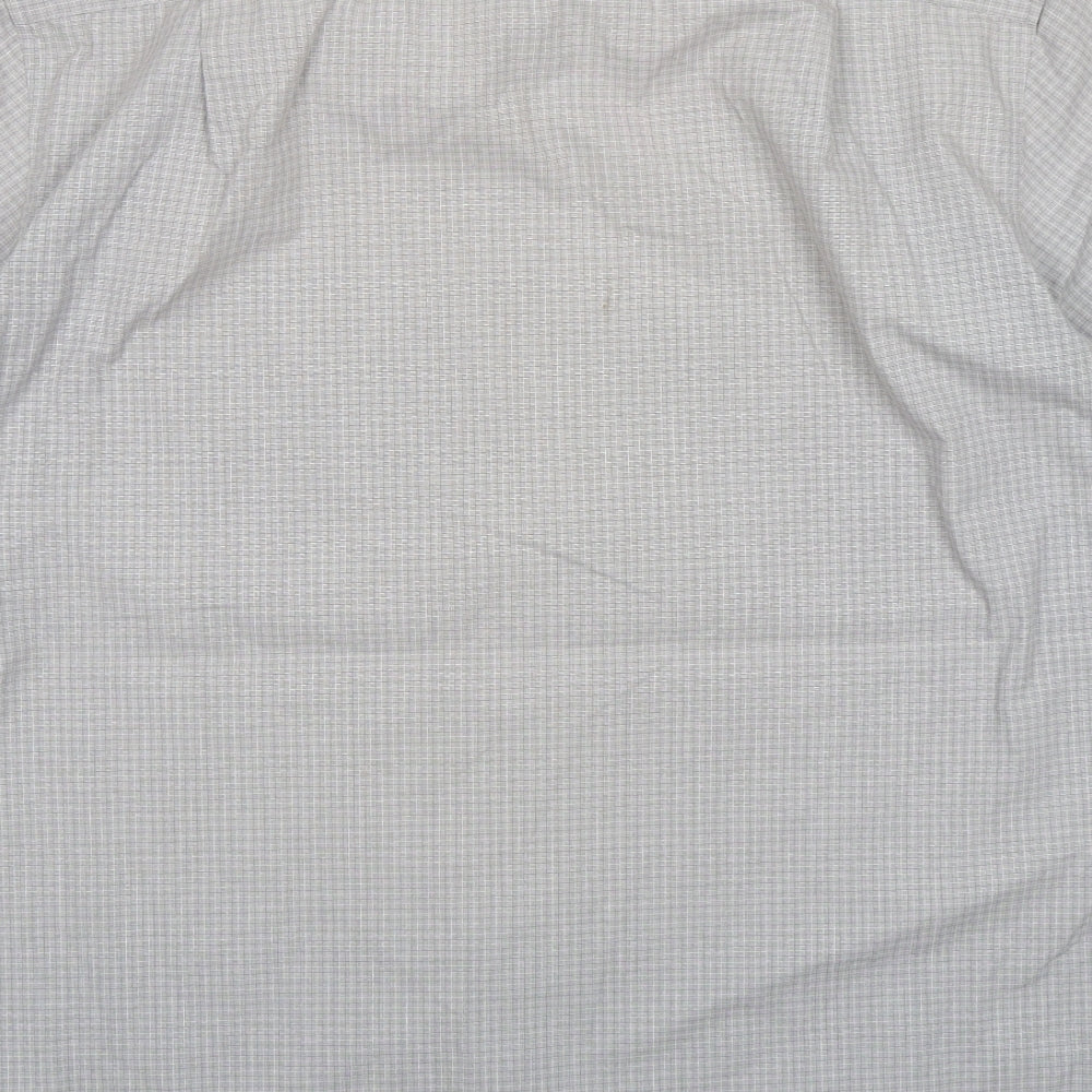 M&S Mens Grey Check Cotton  Dress Shirt Size 16 Collared