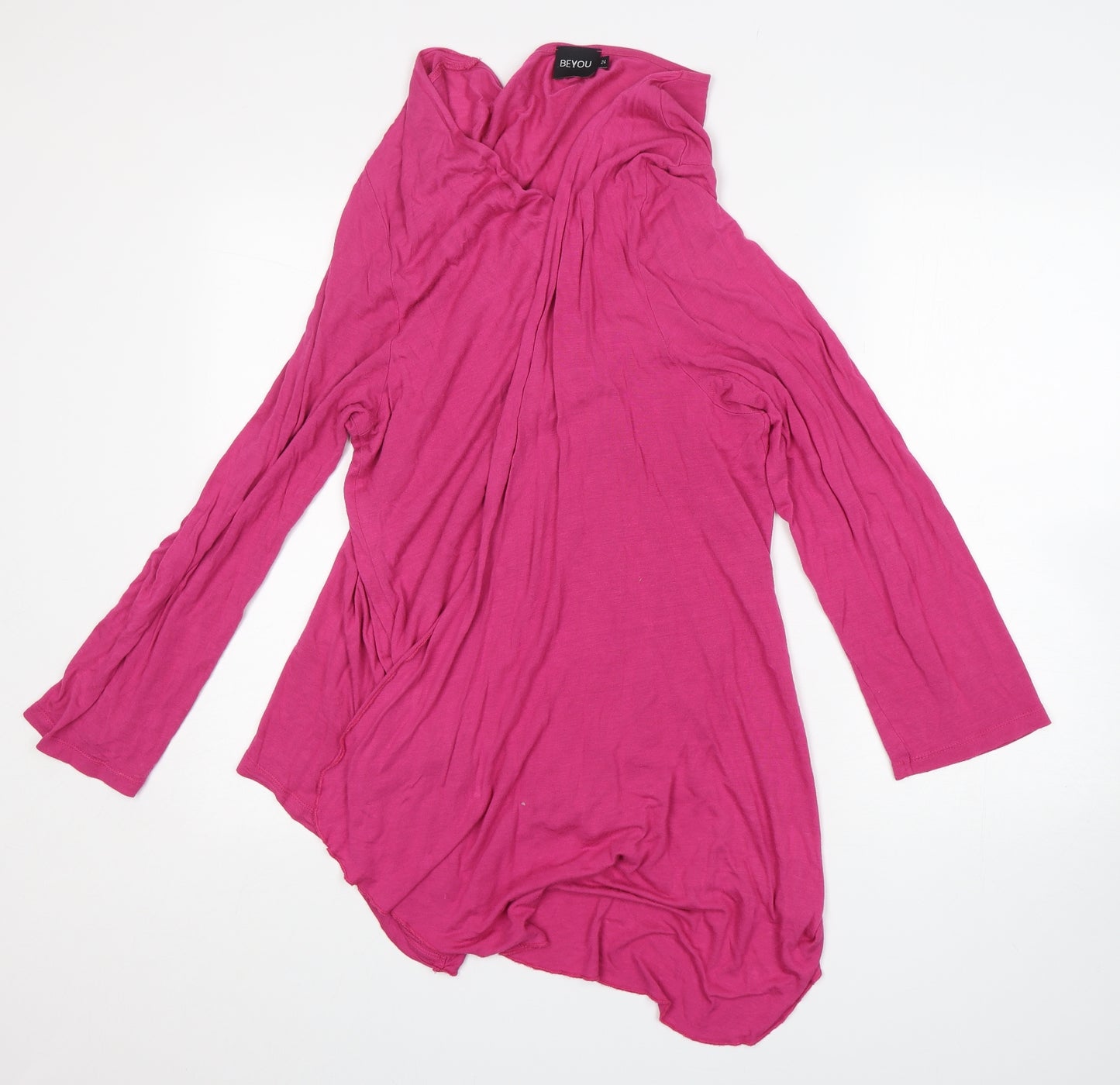 BeYou Womens Pink V-Neck  Viscose Cardigan Jumper Size 24
