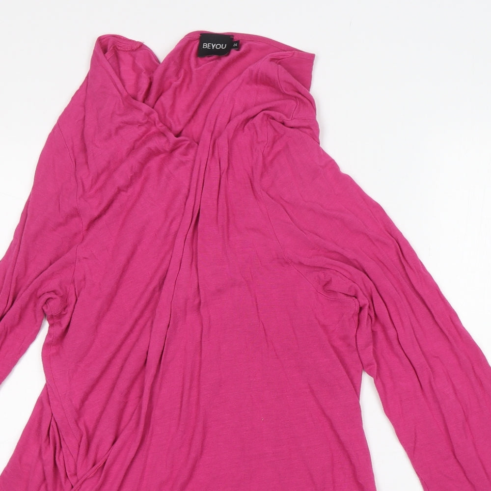 BeYou Womens Pink V-Neck  Viscose Cardigan Jumper Size 24