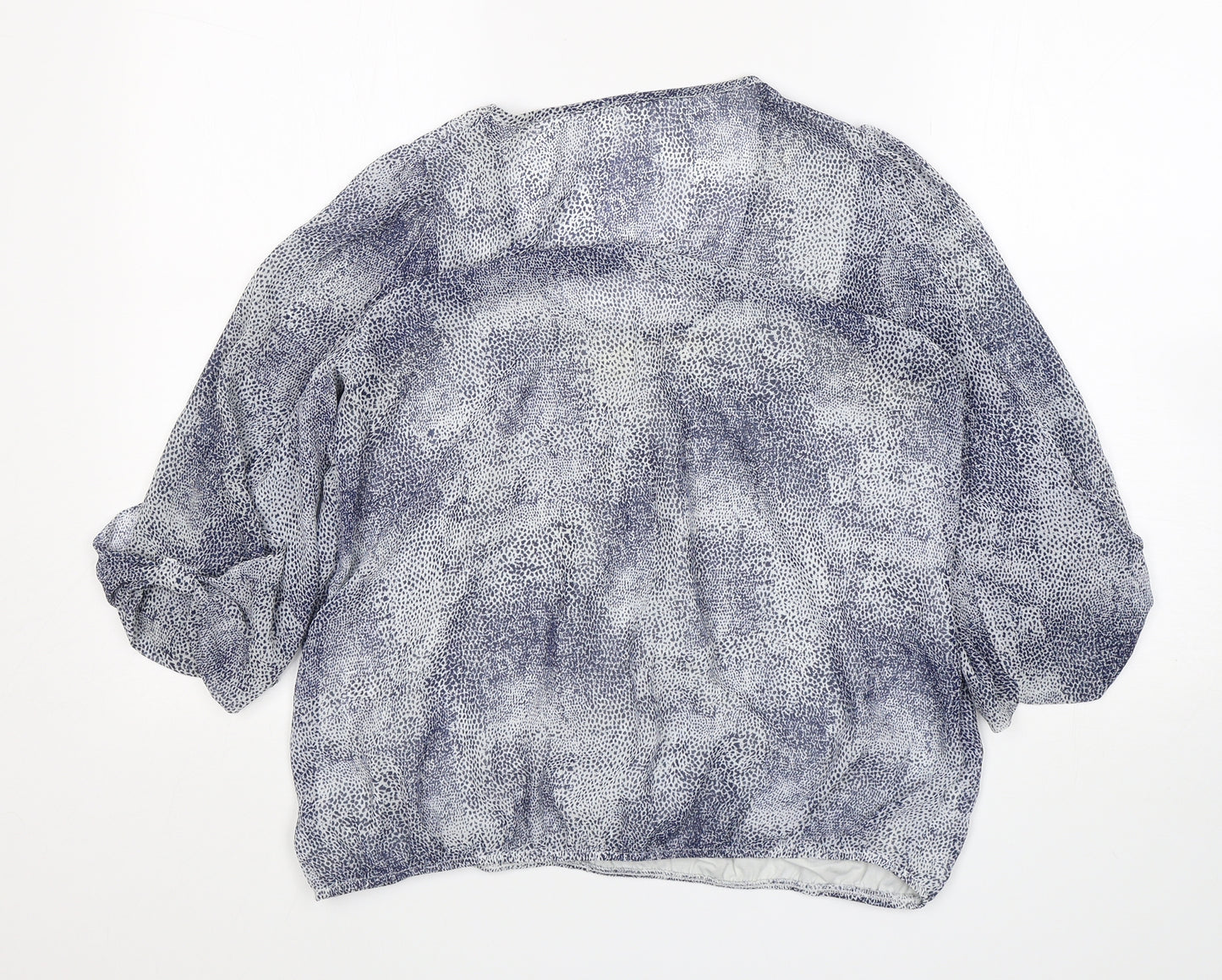 Wallis Womens Blue Animal Print Polyester Basic Blouse Size M Round Neck
