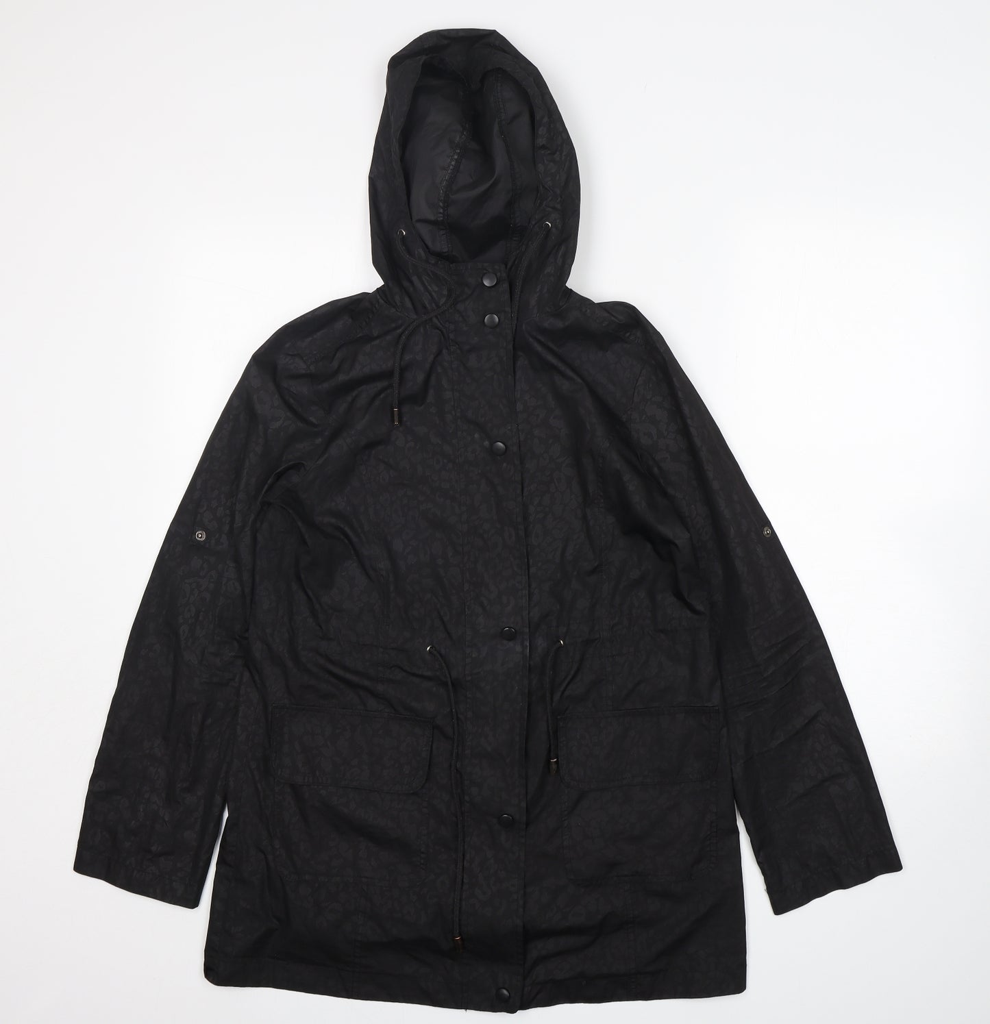 Papaya Womens Black Animal Print  Windbreaker Jacket Size 8