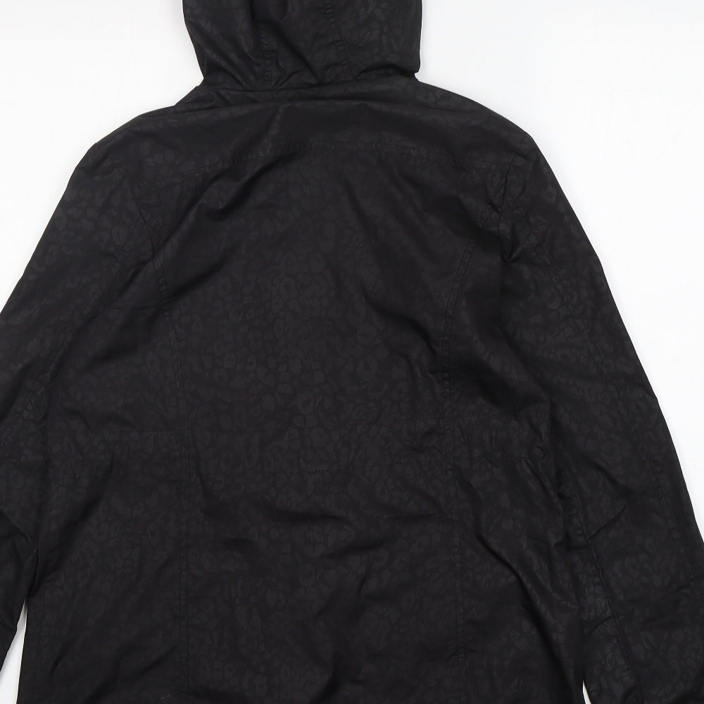 Papaya Womens Black Animal Print  Windbreaker Jacket Size 8
