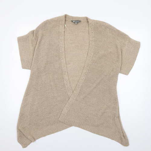 Mia Moda Womens Beige V-Neck  Acrylic Cardigan Jumper Size M