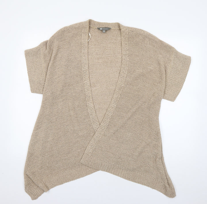Mia Moda Womens Beige V-Neck  Acrylic Cardigan Jumper Size M