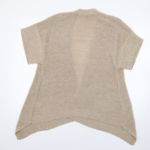 Mia Moda Womens Beige V-Neck  Acrylic Cardigan Jumper Size M