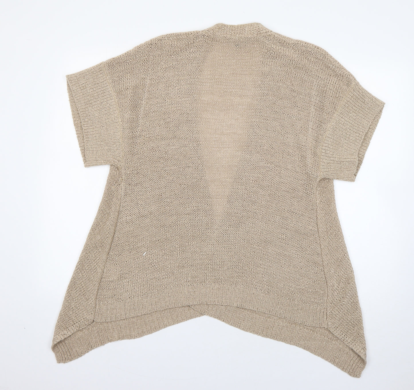 Mia Moda Womens Beige V-Neck  Acrylic Cardigan Jumper Size M