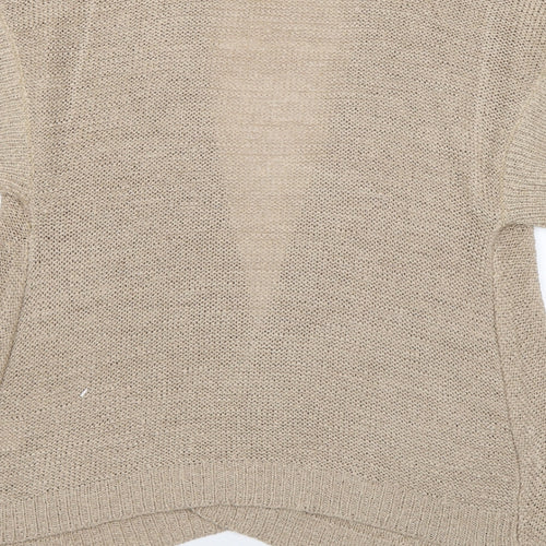 Mia Moda Womens Beige V-Neck  Acrylic Cardigan Jumper Size M