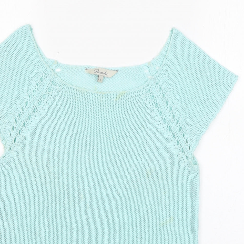 Peacocks Womens Green Round Neck   Pullover Jumper Size S