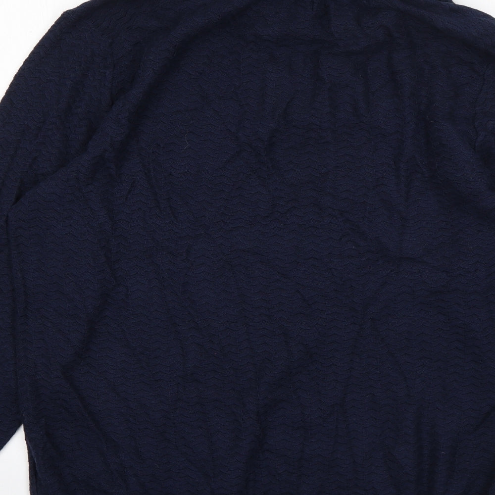 GANT Mens Blue Mock Neck  Cotton Pullover Jumper Size L