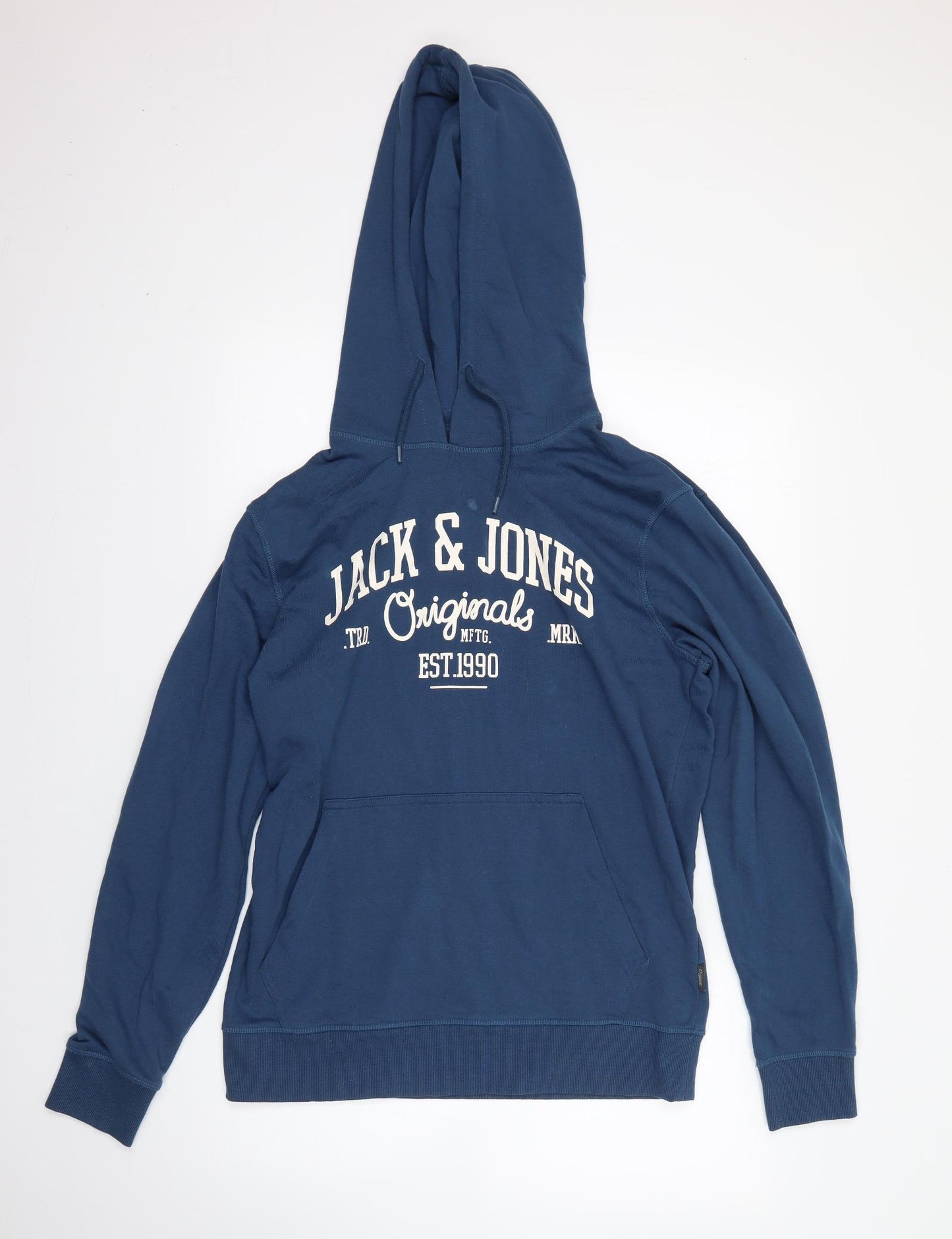 Jack & Jones  Mens Blue  Cotton Pullover Hoodie Size L