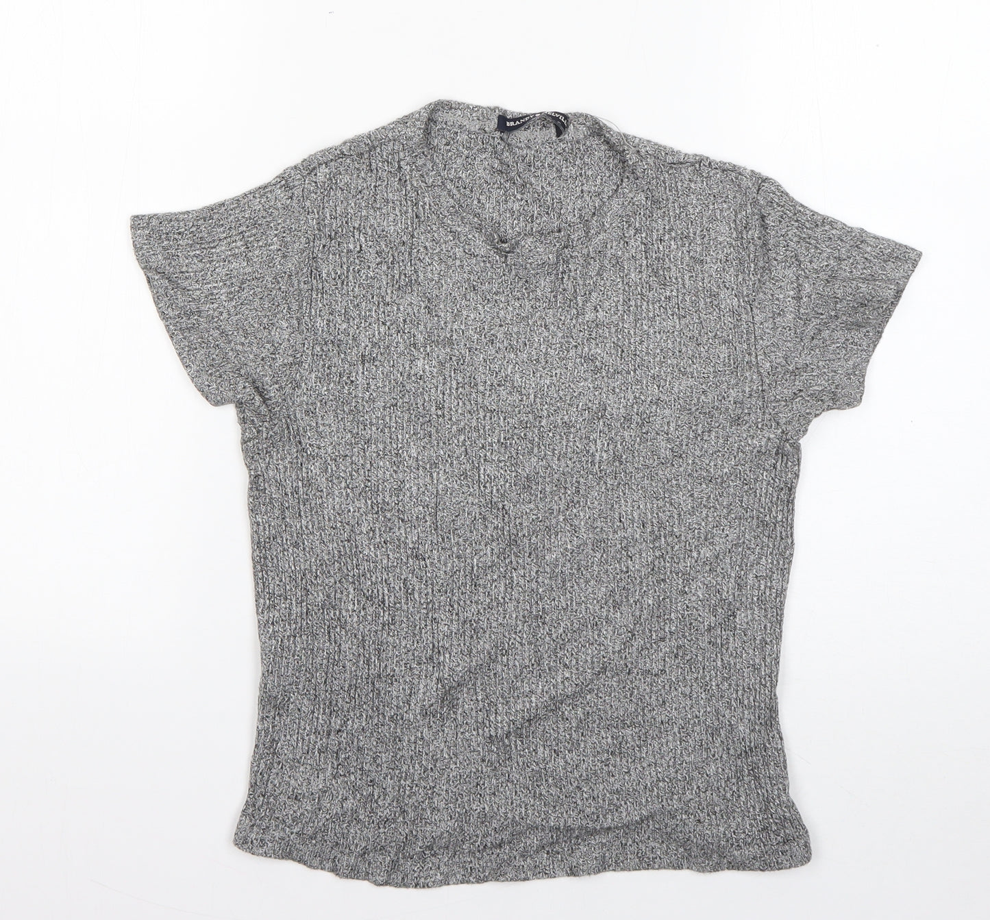 Brandy Melville Womens Grey  Cotton Basic T-Shirt One Size Round Neck