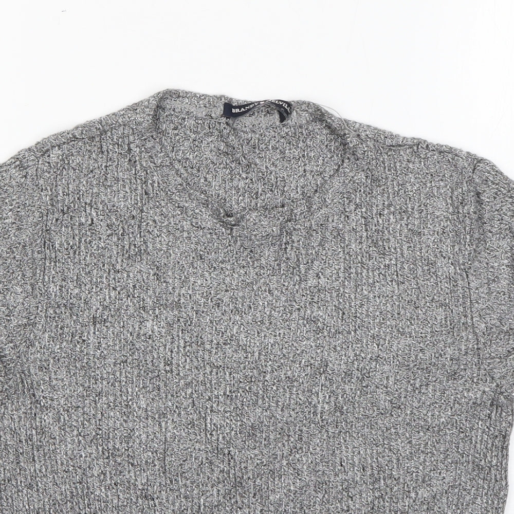 Brandy Melville Womens Grey  Cotton Basic T-Shirt One Size Round Neck