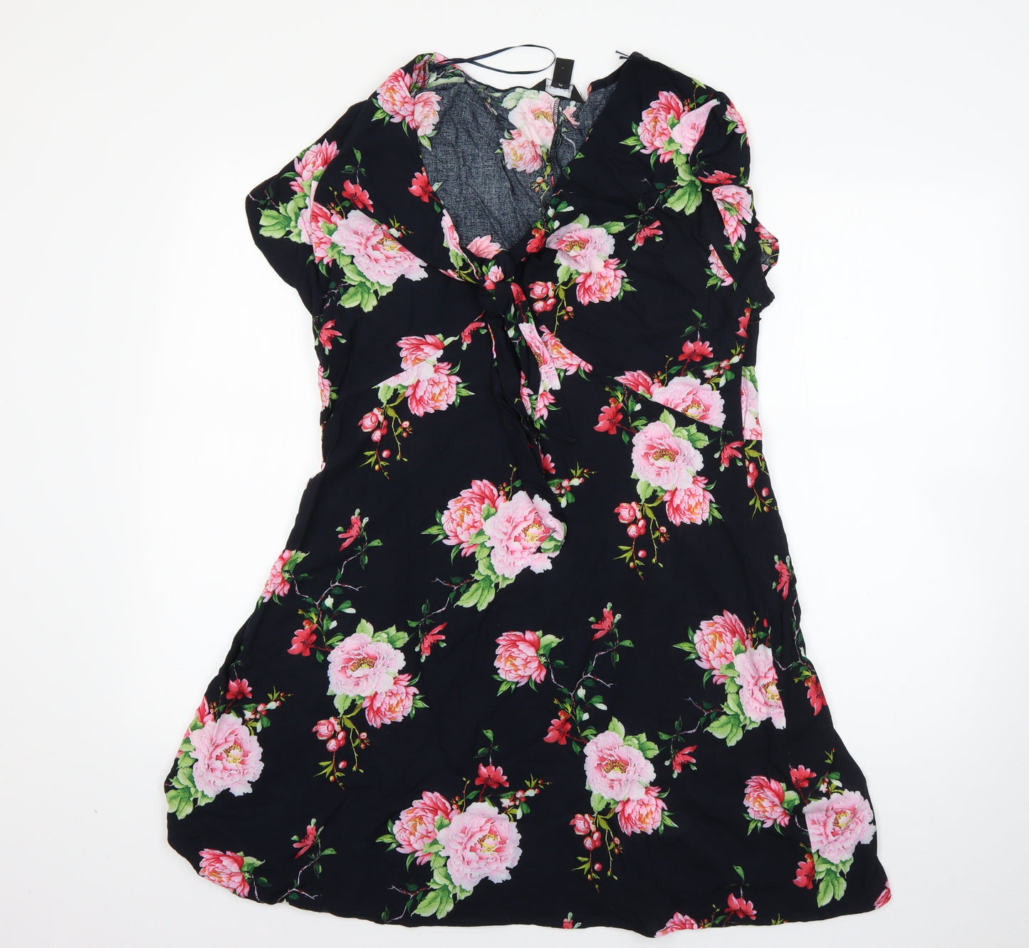 New Look Womens Multicoloured Floral Viscose A-Line  Size 16  V-Neck