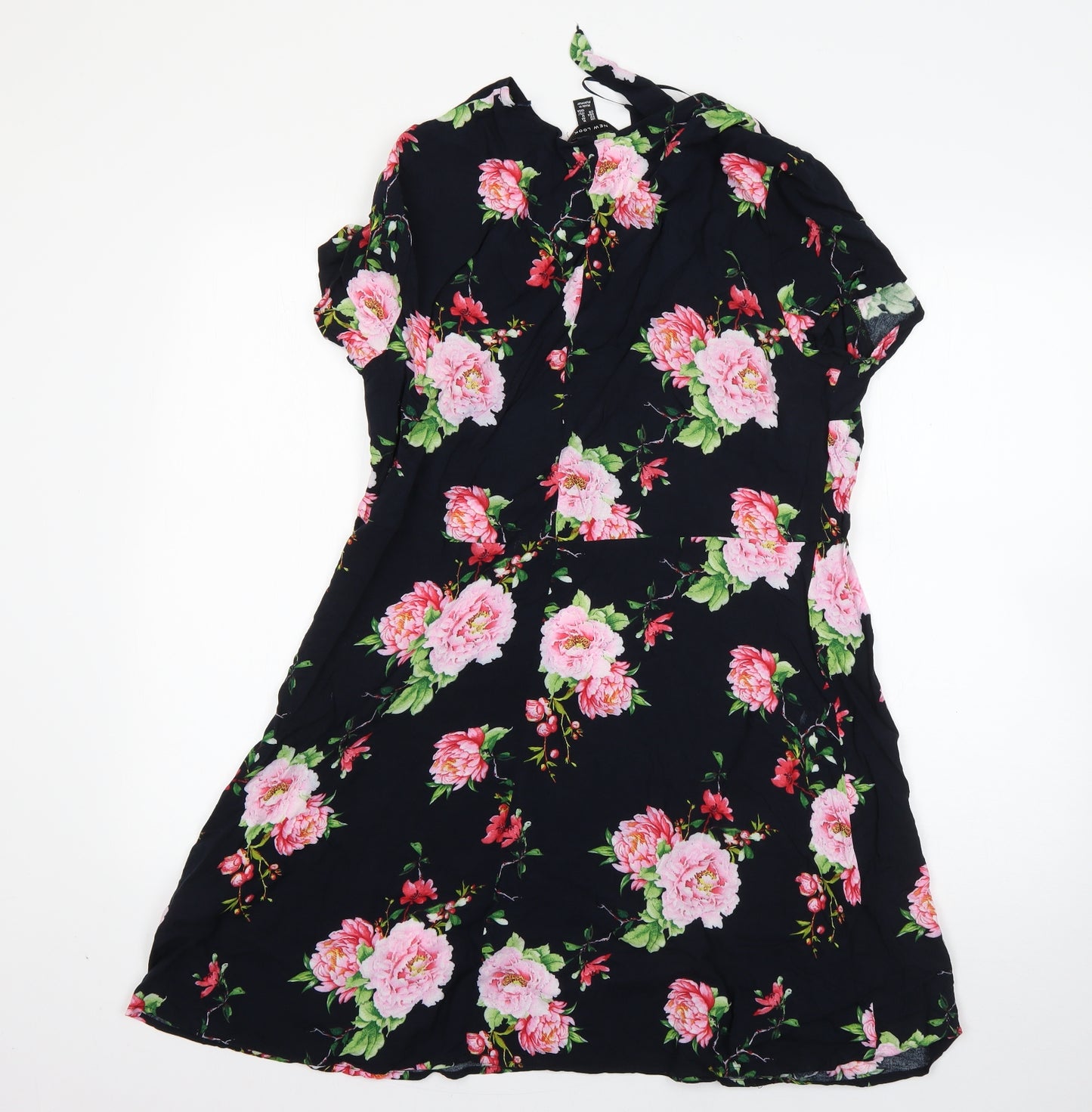New Look Womens Multicoloured Floral Viscose A-Line  Size 16  V-Neck