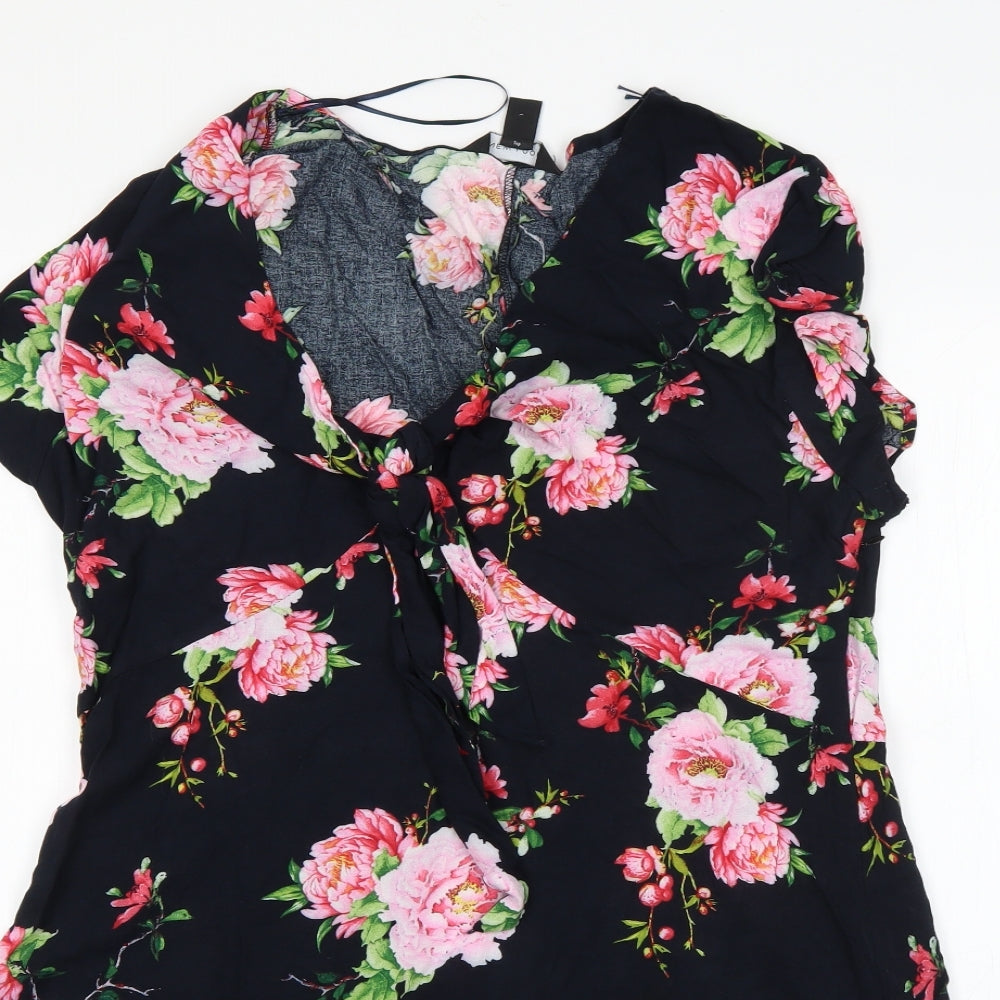 New Look Womens Multicoloured Floral Viscose A-Line  Size 16  V-Neck