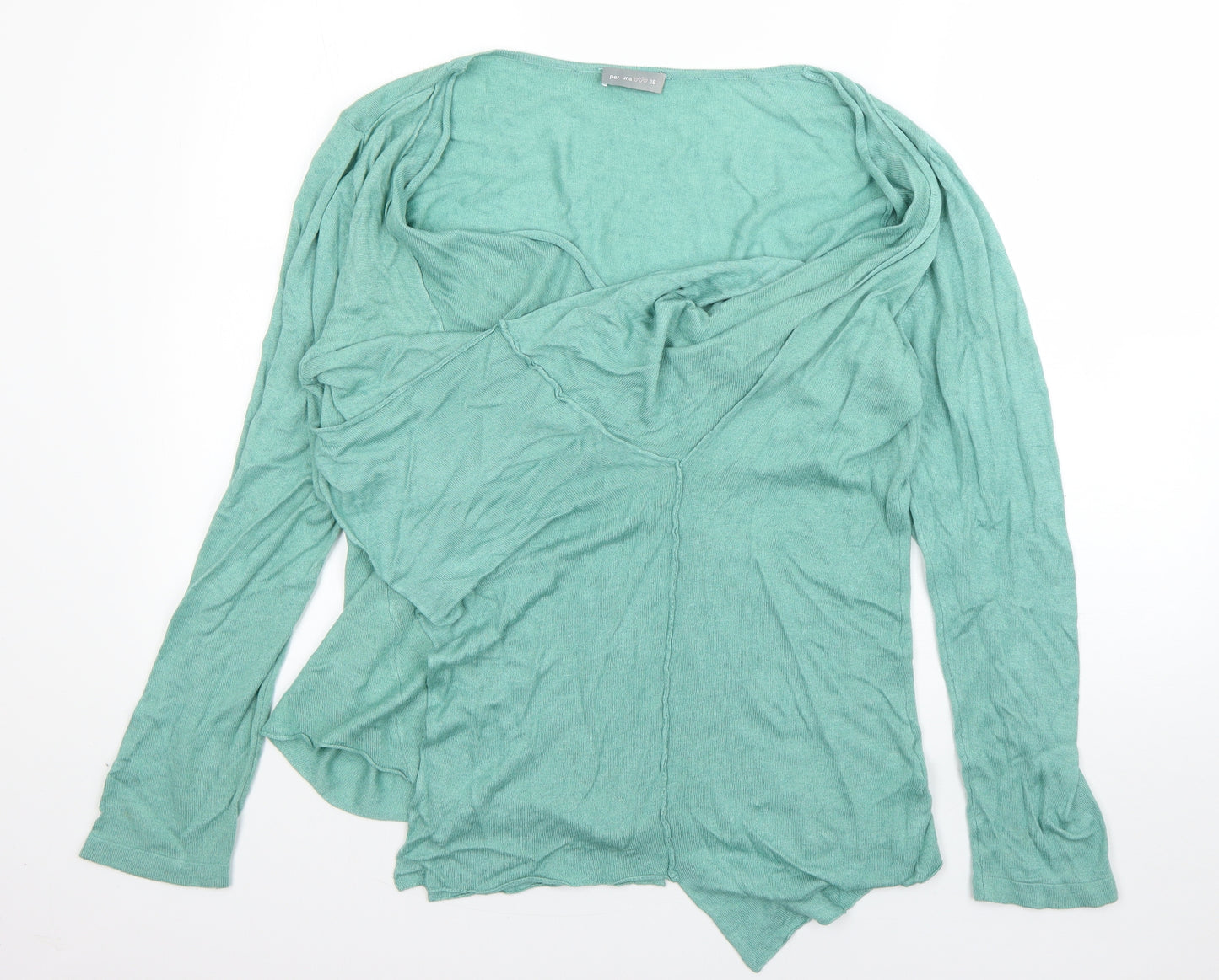 Per Una  Womens Green V-Neck  Viscose Cardigan Jumper Size 18