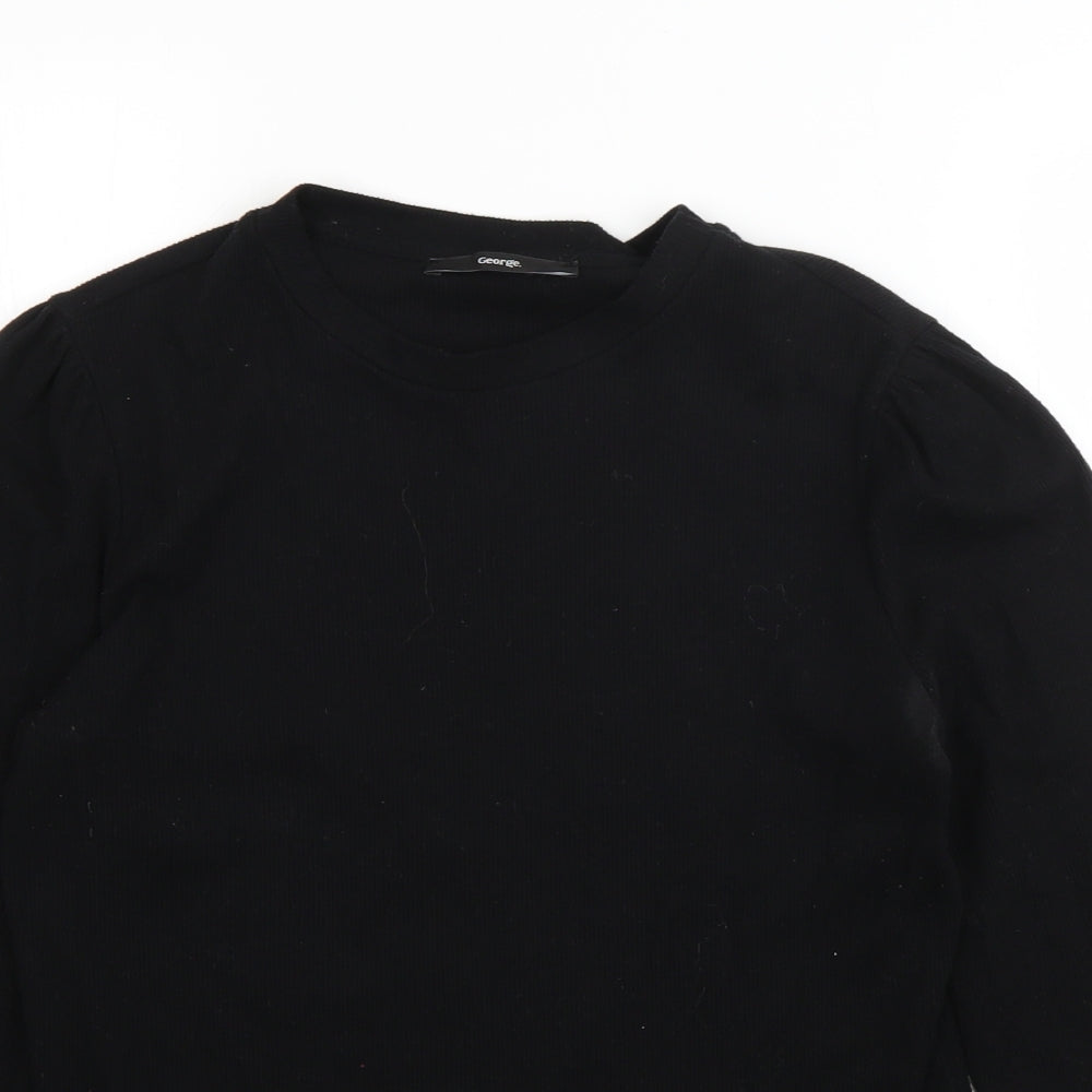 George Womens Black Round Neck  Cotton Pullover Jumper Size 12