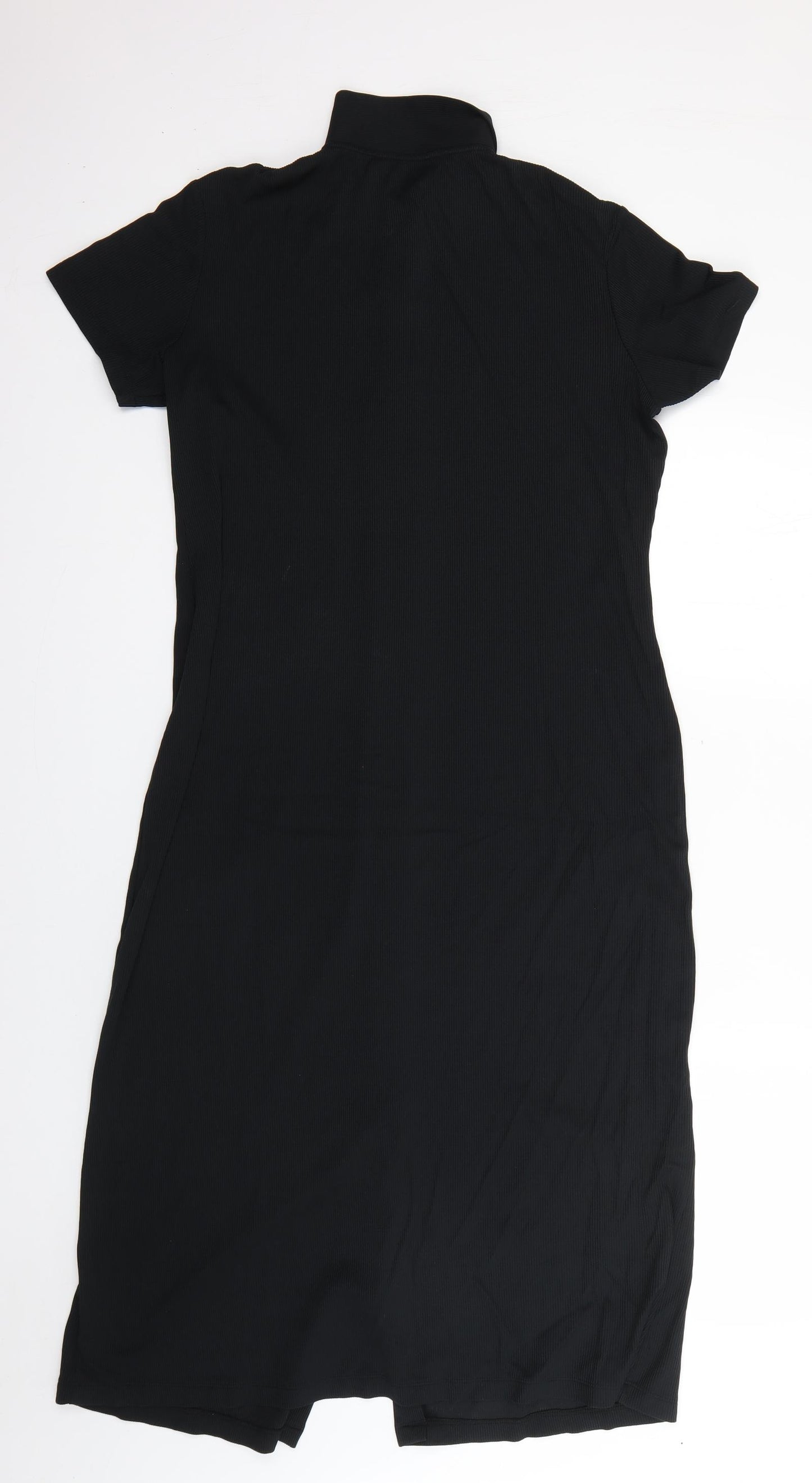 M&S Womens Black  Nylon Shirt Dress  Size 12  Collared