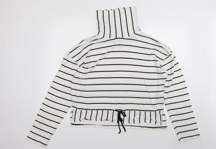 COIN 1804 Mens Multicoloured Roll Neck Striped Rayon Pullover Jumper Size XL