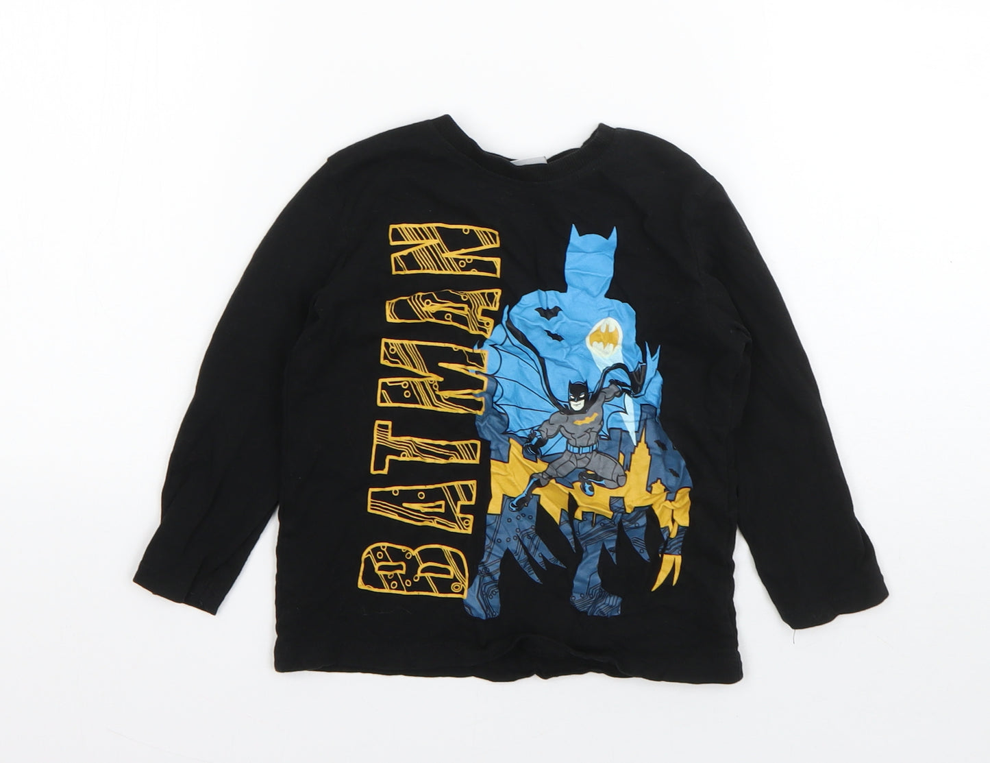 Batman Boys Black  Cotton Basic T-Shirt Size 4 Years Round Neck