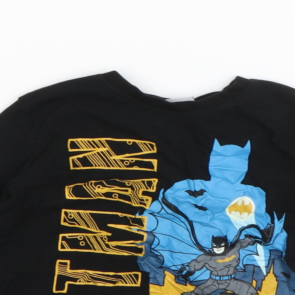 Batman Boys Black  Cotton Basic T-Shirt Size 4 Years Round Neck