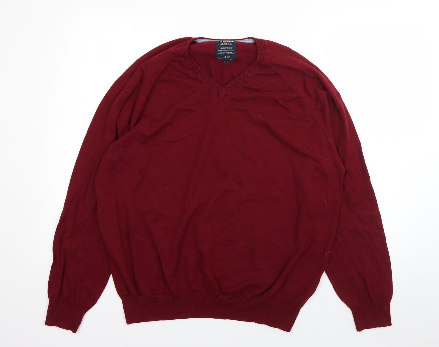 Hammond  Mens Red V-Neck  Cotton Pullover Jumper Size L