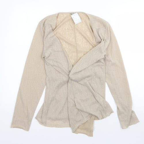 M&S Womens Beige V-Neck  Polyester Cardigan Jumper Size 14