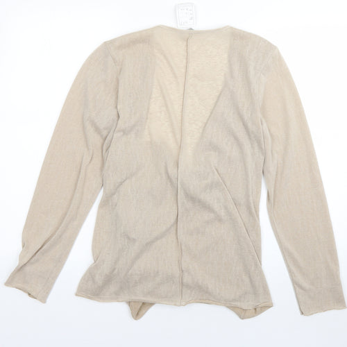 M&S Womens Beige V-Neck  Polyester Cardigan Jumper Size 14
