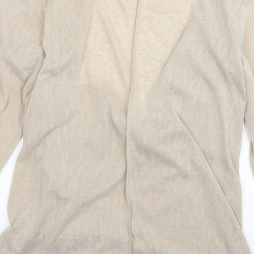 M&S Womens Beige V-Neck  Polyester Cardigan Jumper Size 14