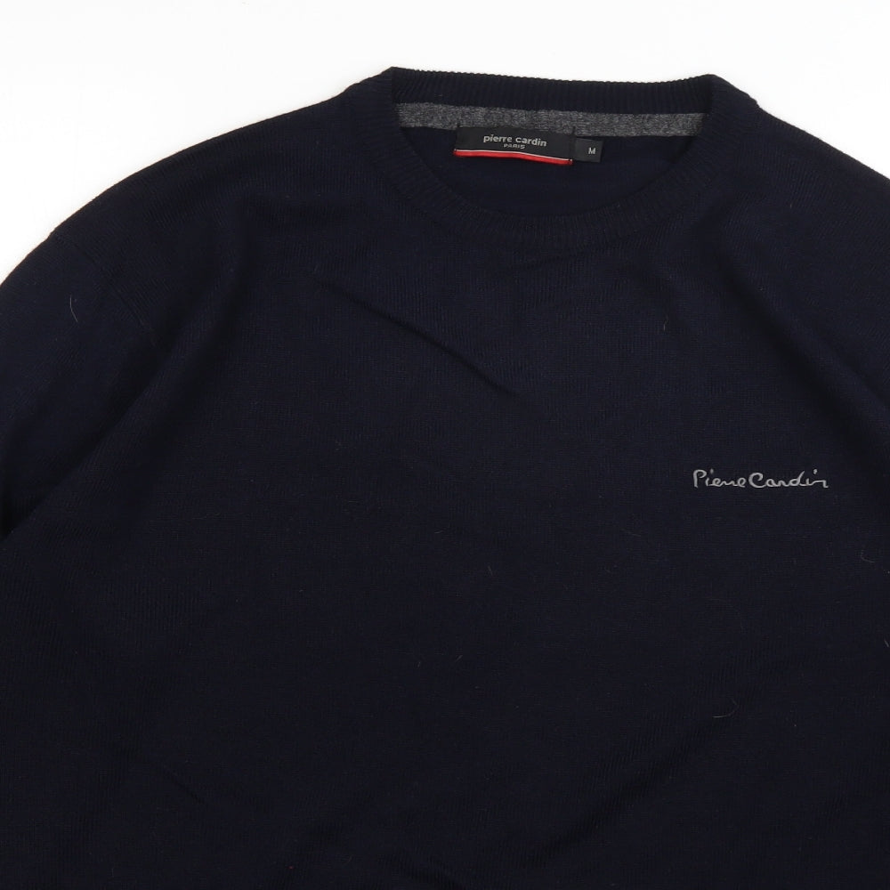Pierre Cardin Mens Blue Round Neck  Acrylic Pullover Jumper Size M