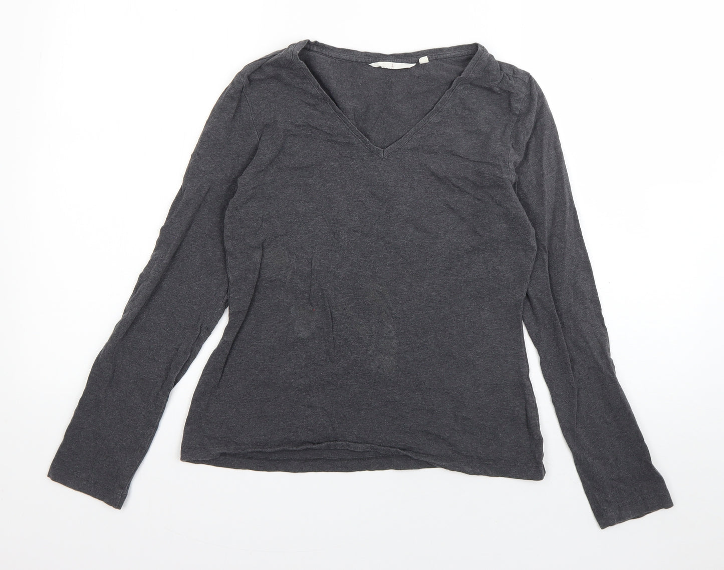 Seasalt Womens Grey  Cotton Basic T-Shirt Size 10 V-Neck