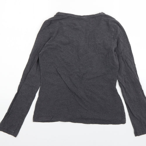 Seasalt Womens Grey  Cotton Basic T-Shirt Size 10 V-Neck