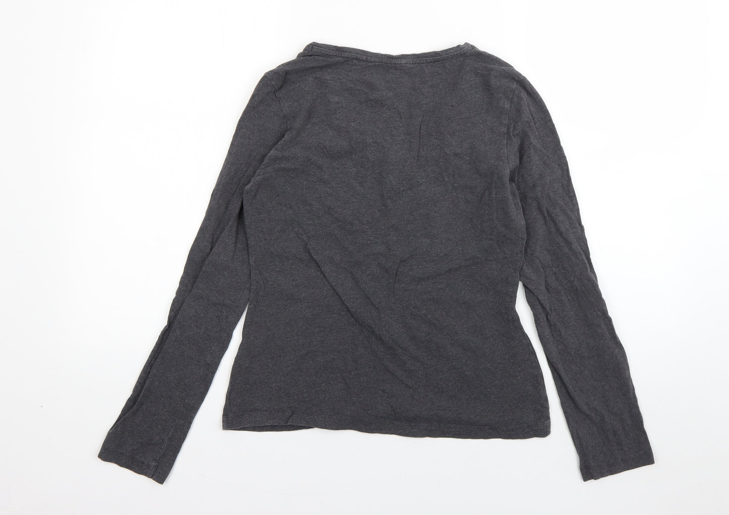 Seasalt Womens Grey  Cotton Basic T-Shirt Size 10 V-Neck