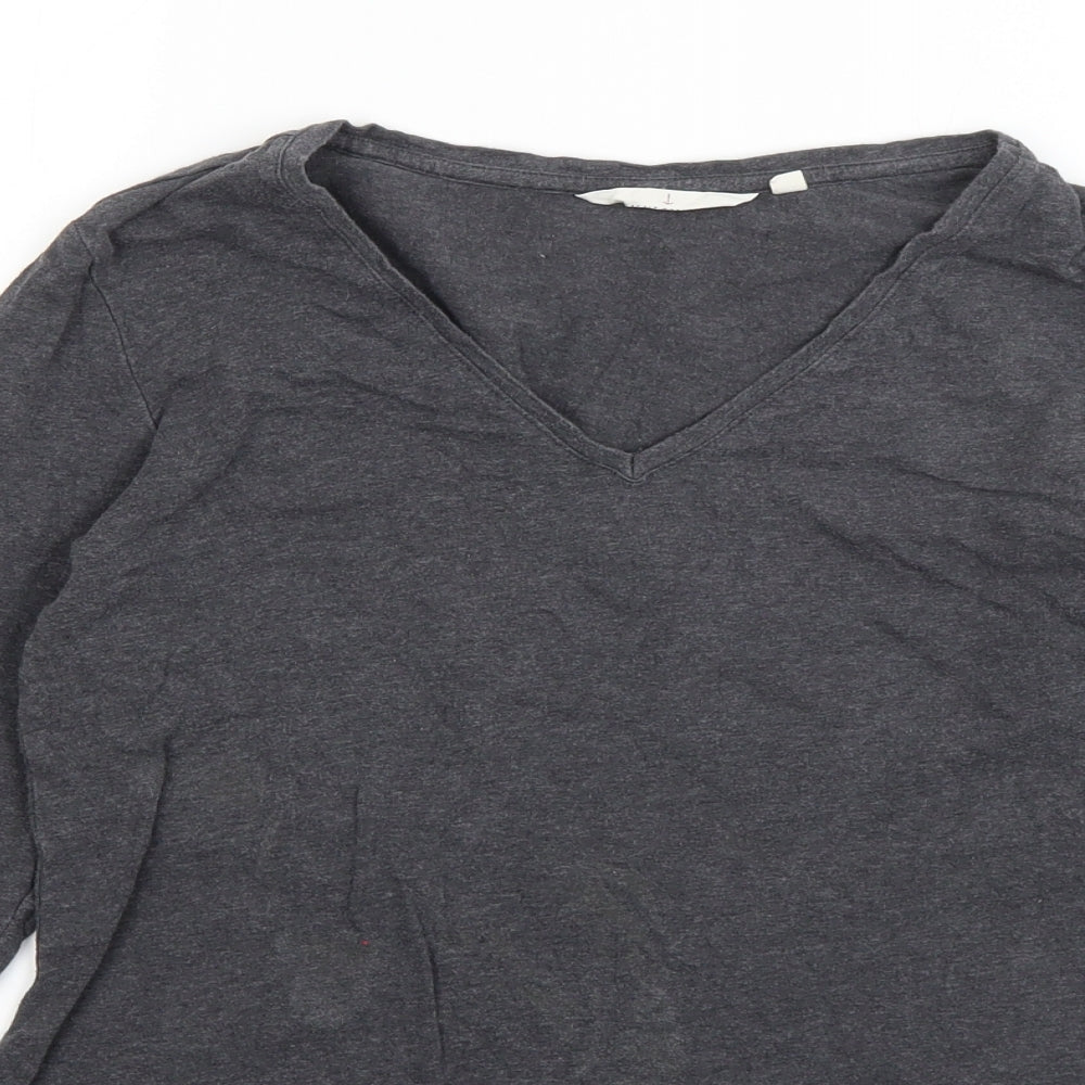 Seasalt Womens Grey  Cotton Basic T-Shirt Size 10 V-Neck