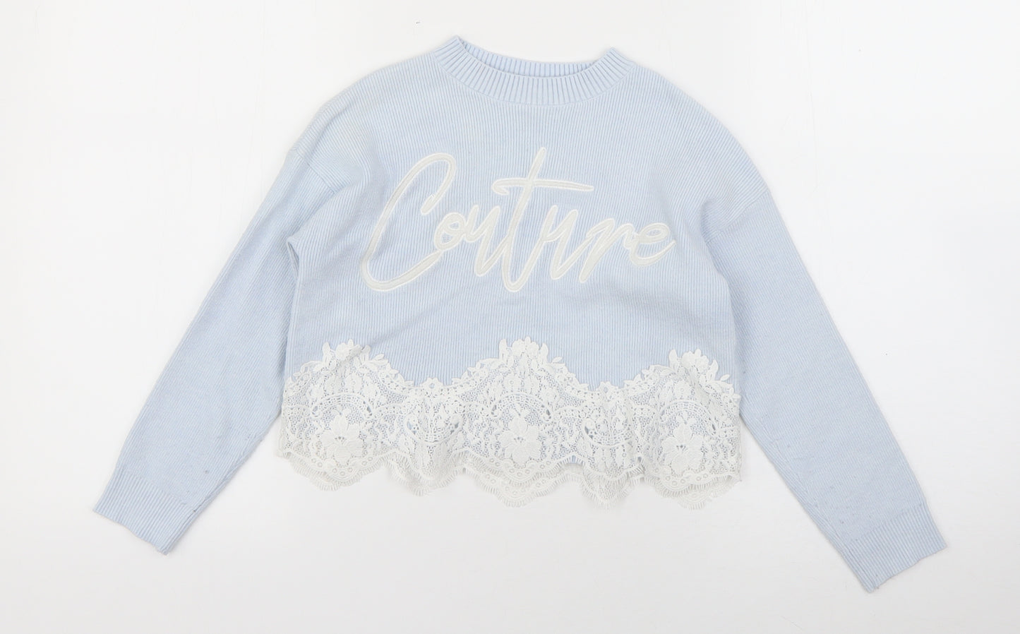River Island  Girls Blue Round Neck  Viscose Pullover Jumper Size 7-8 Years